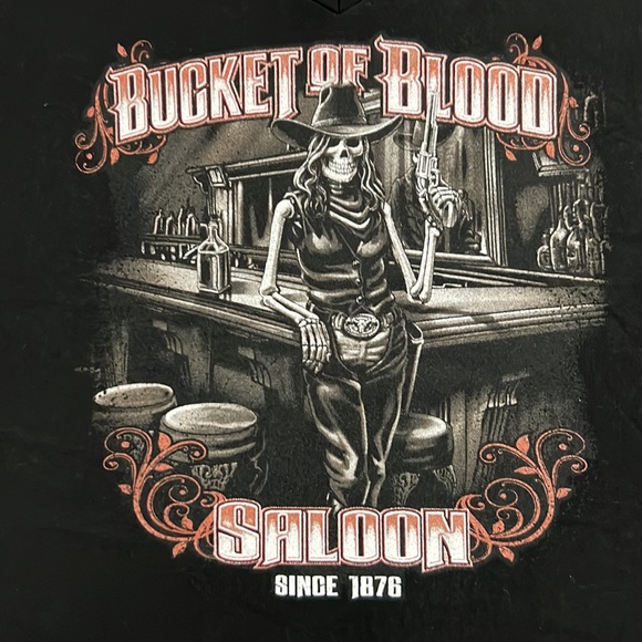 Bucket of Blood Saloon V-Neck Short Sleeve Tee - Picture 3 of 5